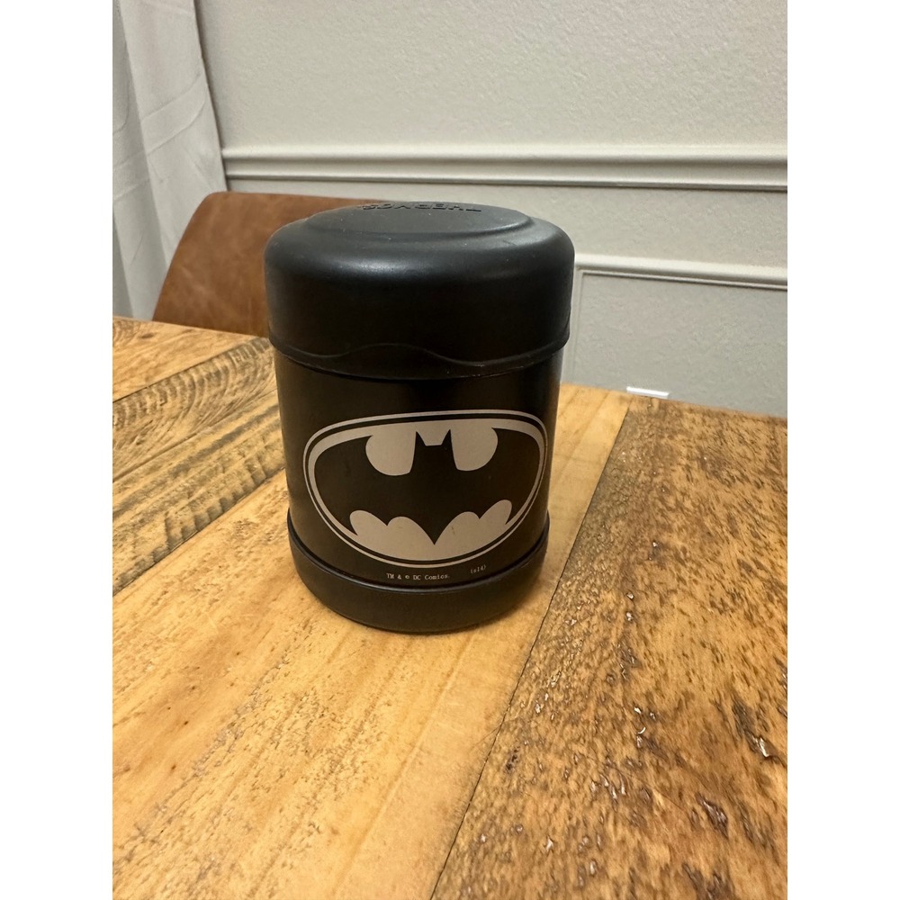 Thermos Batman Insulated Food Jar Black Silver Bat Signal Logo 10oz